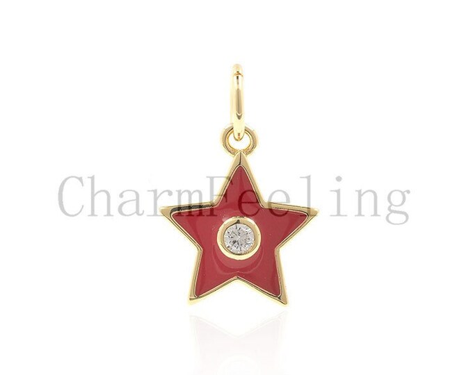 Tiny Enamel Star Charms Colorful Stars Enamel over Gold Base Celestial Jewelry Supplies  16*10*2mm