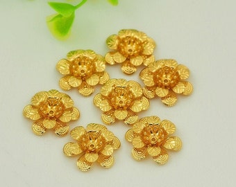 10 pcs 18K Gold Filled Flower Bead Caps,Pearl Caps,Round Bead Caps,Flower Caps,Spacer Jewelry, Brass Caps, DIY Gold Jewelry Making,