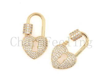 Lock buckle-heart lock charm- screw clasp-Bracelet necklace jewelry handmade clasp 28*15.6mm 1pcs