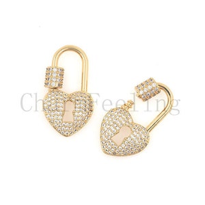 Lock buckle-heart lock charm- screw clasp-Bracelet necklace jewelry handmade clasp 28*15.6mm 1pcs