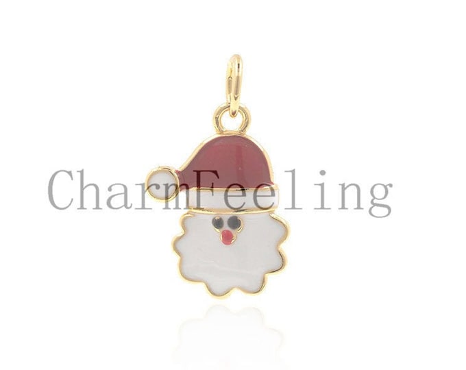 Santa pendant,Enamel Santa necklace,Christmas bracelet jewelry gift 19*12*2mm 1pcs