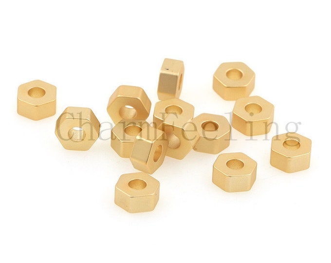 hexagon spacer beads-hexagon shape beads-hexagon charms 6mm  1pcs