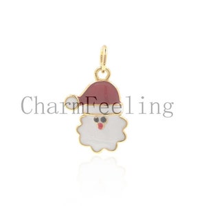 Santa pendant,Enamel Santa necklace,Christmas bracelet jewelry gift 19*12*2mm 1pcs