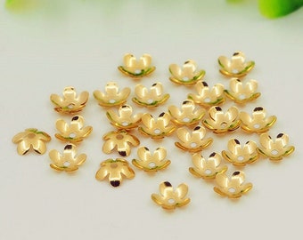 10 pcs 18K Gold Filled Flower Bead Caps,Pearl Caps,Round Bead Caps,Flower Caps,Spacer Jewelry, Brass Caps, DIY Gold Jewelry Making,