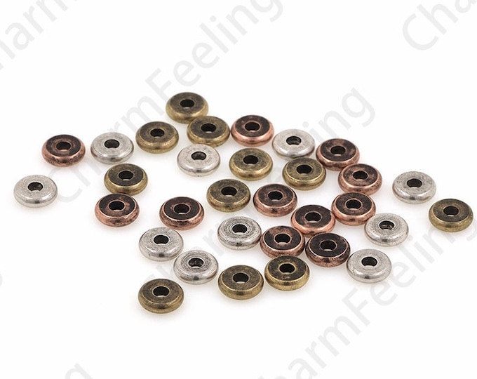 Bracelet Flat Beads, Brass Beads, Metal Beads, Necklace Beads, DIY Jewelry Making Accessories 5.7x1.5mm 1pcs