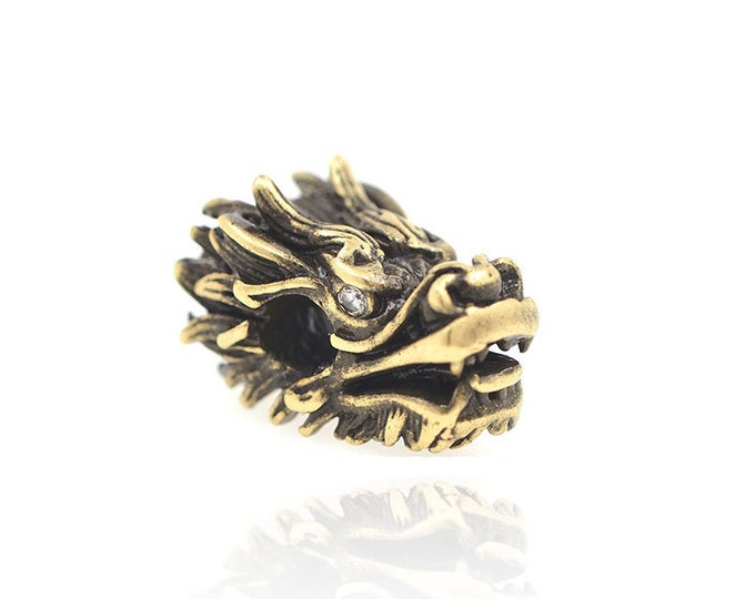 Antique dragon head beads,silver dragon charms,knife paracord bead,Lanyard beads making supplies  8*8*13mm 1pcs