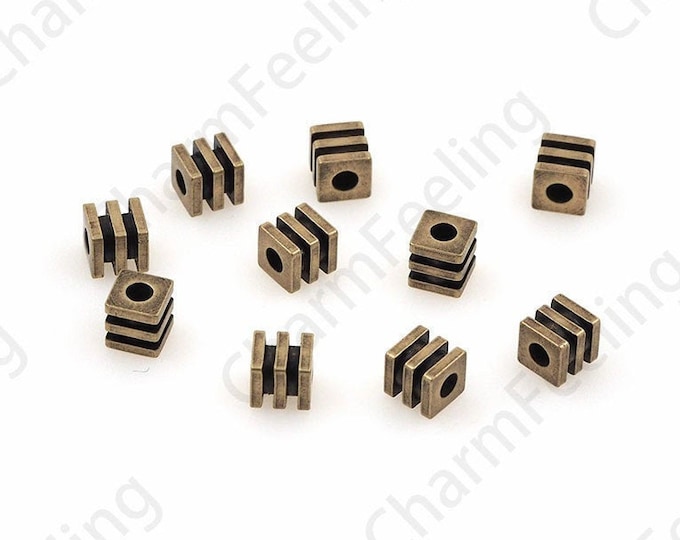 Layered Cubic Spacer Beads, Square Spacer Beads, Bracelet Spacer Beads, Metal Square Beads, DIY Jewelry Making Accessories 4x4mm 1pcs