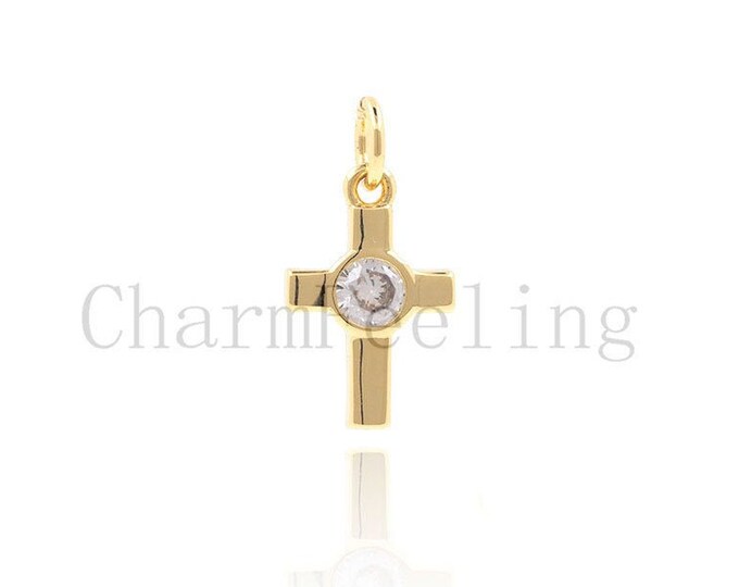 mini cross pendant-Religious cross -Bracelet Necklace Jewelry Crafting 13.8*7.1*1.8mm 1pcs