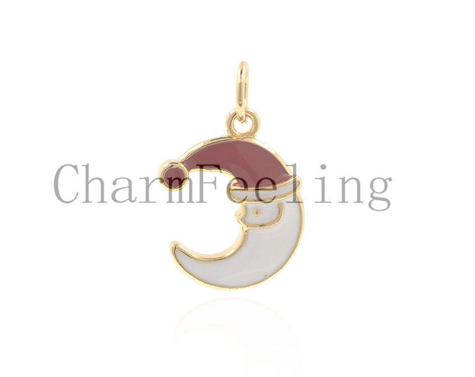 enamel moon pendant，white enamel moon，enamel moon jewelry 19*11*2mm 1pcs