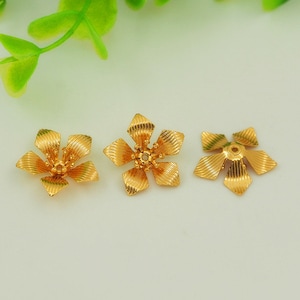 10 pcs 18K Gold Filled Flower Bead Caps,Pearl Caps,Round Bead Caps,Flower Caps,Spacer Jewelry, Brass Caps, DIY Gold Jewelry Making,