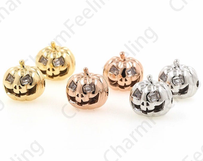 Pumpkin Spacer Beads, Pumpkin Bracelet, Pumpkin Charm, Pumpkin Jewelry, DIY Jewelry Making Accessories 11.5x10.8mm 1pcs
