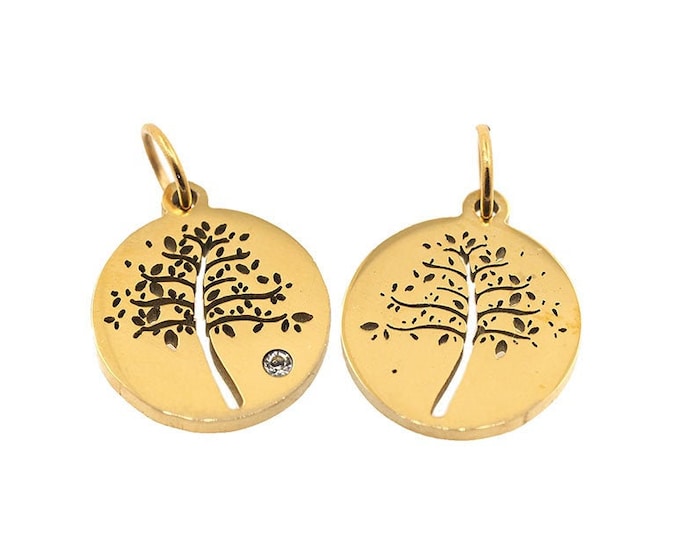 round tree pendant,unique tree necklace, tree of life gift,Stainless steel jewelry 17*12*1.5mm 1pcs