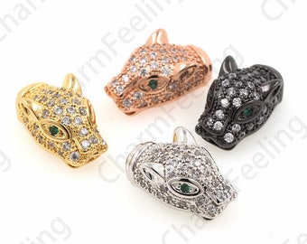 leopard head,leopard pendant,leopard bracelet,leopard charm 7*9.5*16.5mm 1pcs