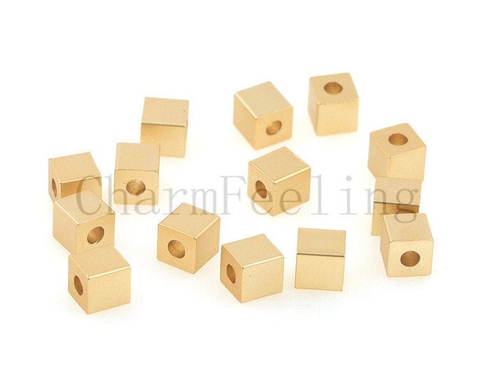 square spacer beads-brass cube beads -nickel-free DIY jewelry 4*4mm  1pcs