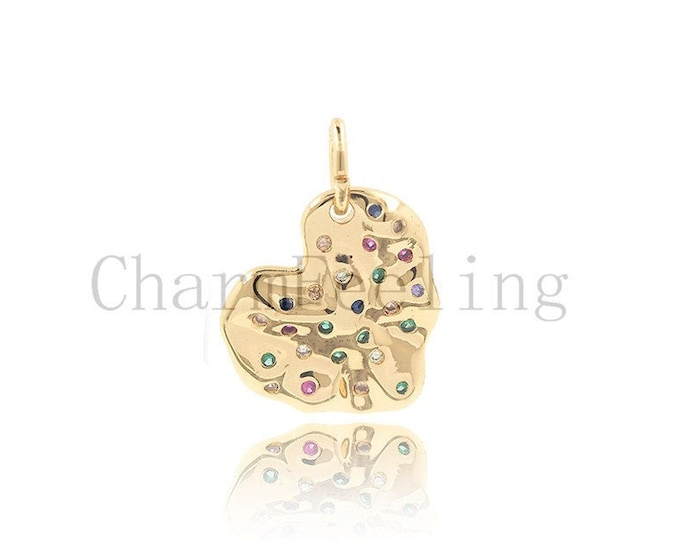 brass heart pendant,unique heart necklace,  DIY jewelry making supplies 22*16*2.5mm 1pcs