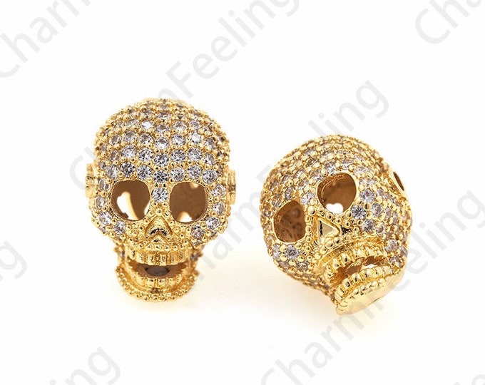 Micro-Pave Skull Spacer Beads, Skull Spacer Beads, Punk Skull Charm, DIY Jewelry Making Accessories 17.6x12.8x12.3mm 1pcs