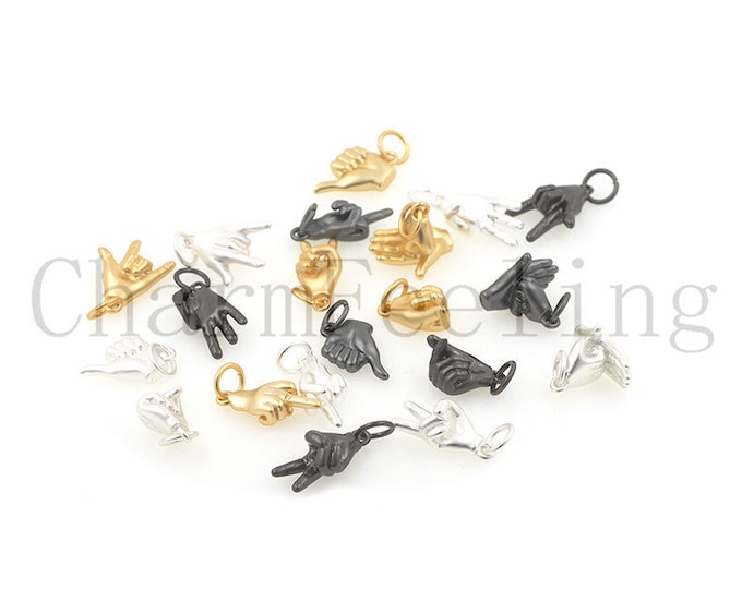 hand gesture pendant-gesture necklace-hand gesture charm-victory gesture(See picture for size)  1pcs
