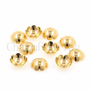 10 pcs 18K Gold Filled Flower Bead Caps,Pearl Caps,Round Bead Caps,Flower Caps,Spacer Jewelry, Brass Caps, DIY Gold Jewelry Making,
