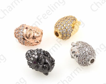 Buddha head bead, Buddha head 3D bracelet pendant, antique silver Buddha statue 14*11*10mm 1pcs
