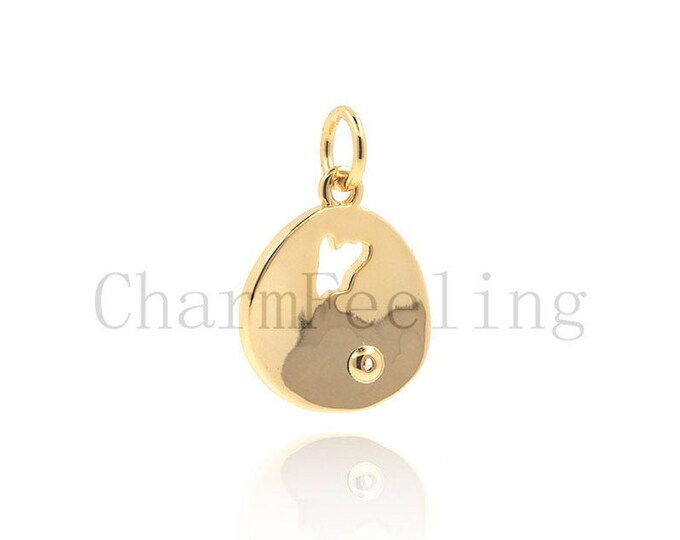 Round heart necklace-round heart pendant-Nickel-free handmade jewelry 17.6*12.2*1.6mm 1pcs