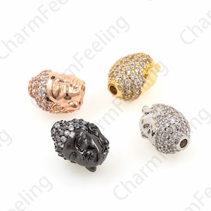 Buddha Kopf Perle, Buddha Kopf 3D Armband Anhänger, antik Silber Buddha Statue 14 * 11 * 10mm 1pcs