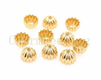 10 pc's 18K Gold Filled Flower Bead Caps, Pearl Caps, Ronde Bead Caps, Flower Caps, Spacer Sieraden, Messing Caps, DIY Gouden Sieraden Maken,