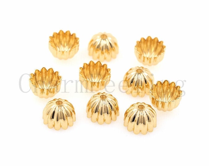10 pcs 18K Gold Filled Flower Bead Caps,Pearl Caps,Round Bead Caps,Flower Caps,Spacer Jewelry, Brass Caps, DIY Gold Jewelry Making,