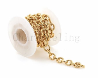 Gold-plated brass chain, oval chain, wholesale chain,DIY chain 11*8.7mm 1 meter