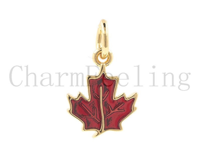 maple leaf necklace-canadian leaf-gold leaf pendant-autumn jewelry 14.7*9.1*1.8mm  1pcs