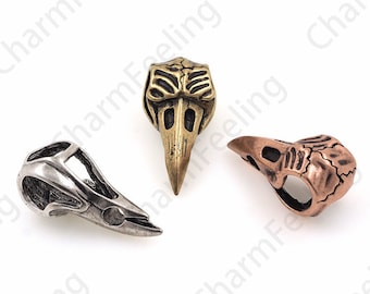 Antique Raven skull Beads, raven skull necklace, Halloween Jewelry 16*15*35mm 1pcs