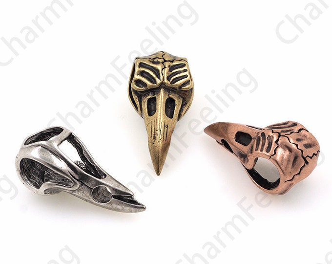 Antique Raven skull Beads, raven skull necklace, Halloween Jewelry 16*15*35mm 1pcs