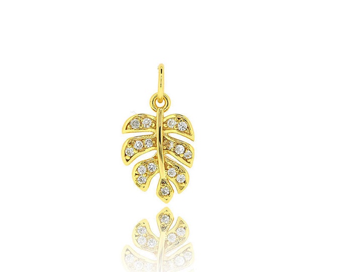 Cubic Zirconia Leaf Necklace Pendant,High quality leaf design necklace bracelet 17*9mm 1pcs