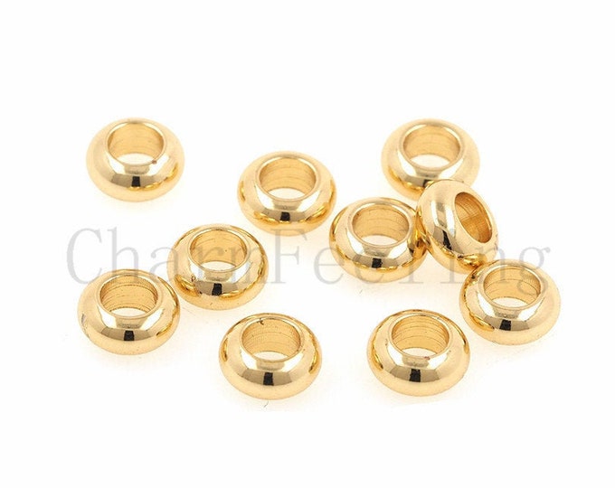 24kflat spacer beads,brass spacers,freeform beads,wheel beads 6.5mm  10pcs/20pcs/30pcs