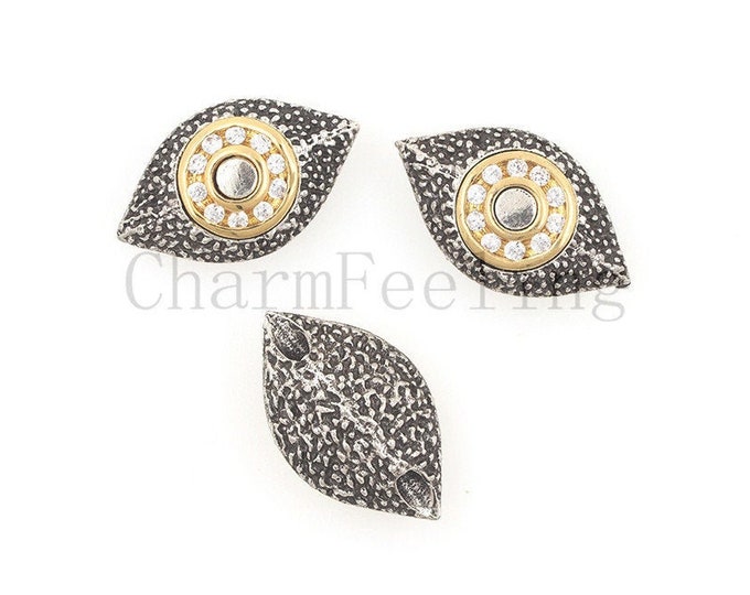 18K gold filled eye septum beads, eye charm, eye jewelry, miniature inlaid CZ spacer beads, eye accessories, DIY jewelry 11.3x19x6.7 mm