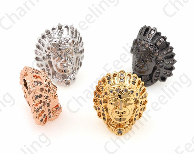 ndian head beads,indian head bracelet,knife bead,edc bead,indian head jewelry 14.5*11.5*8mm 1pcs