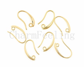 french ear hooks,hook earwires,handcrafted ear wire,gold earring wire   21*11*2mm 1 pair(2pcs)