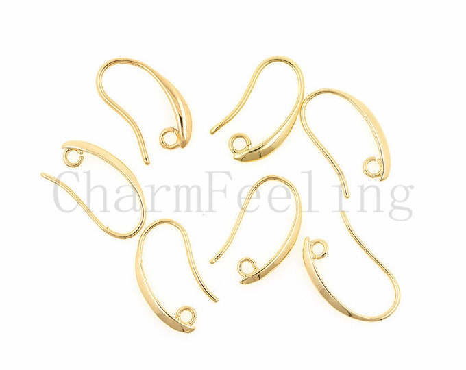 french ear hooks,hook earwires,handcrafted ear wire,gold earring wire   21*11*2mm 1 pair(2pcs)