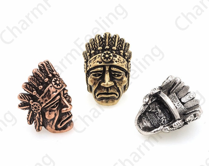 Indian head beads,indian head bracelet,knife bead,edc bead,indian head jewelry 22*13*15mm 1pcs