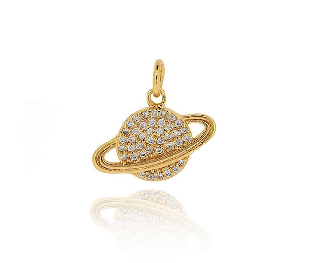 Petite Handmade Saturn Necklace,planet pendant, space bracelet, exquisite gift  1pcs 16*10*2mm
