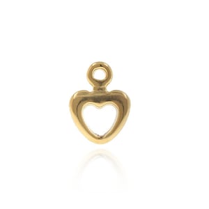 colgante del corazón de latón, collar del corazón abierto, pulsera del encanto del corazón diminuto 7 * 5 * 2 mm 10pcs