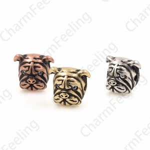 Bulldog animal head beads, paving bulldog spacer beads, dog charm dog head bracelet necklace pendant spacer beads 11*13*11mm 1pcs