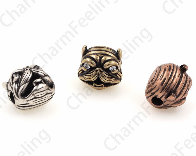 Dog Head Spacer Beads, Dog Head Charm, Pug Head Spacer Beads, Knife Beads, DIY Jewelry Making Accessories 9.7x10.7x9.4mm 1pcs