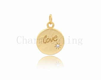 Round love pendant, matte necklace, CZ bracelet, Valentine's Day gift 20*14*2mm 1pcs