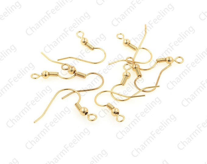 18K French hook earrings, gold-plated copper ear wire, hook earrings, for earrings  1 pair