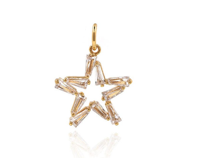 lucky star necklace,diamond star pendant,Space pendant,gold plated star  19*14*2mm 1pcs