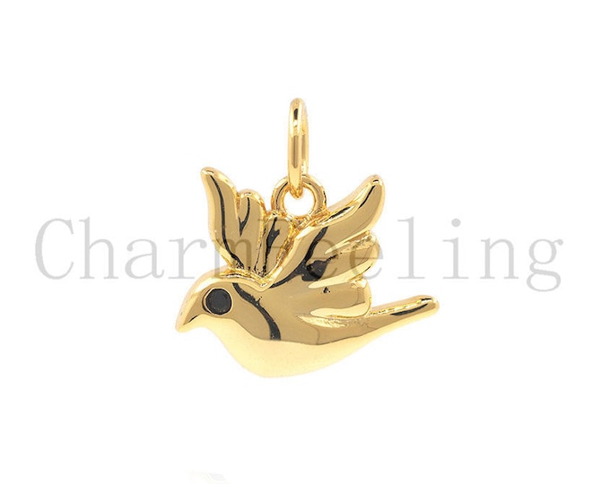 dove pendant-Dove bracelet-christmas dove-dove charm 14*13*2.6mm  1pcs