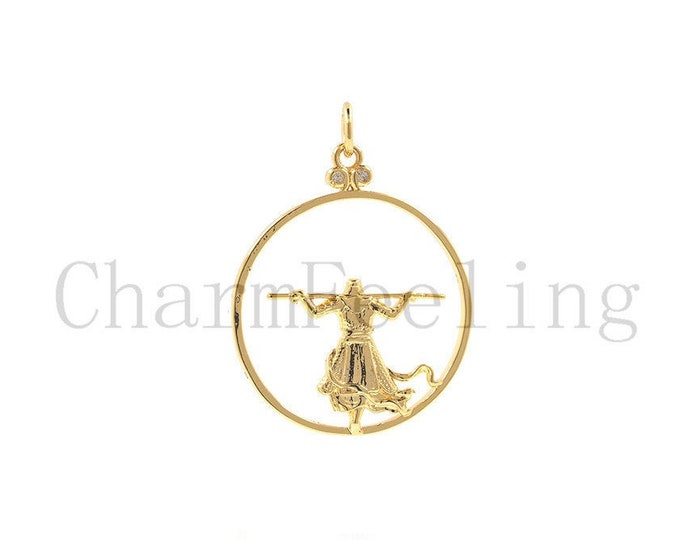 monkey necklace-gold monkey pendant-ape jewelry-Chinese style jewelry 30*22.6*2mm  1pcs