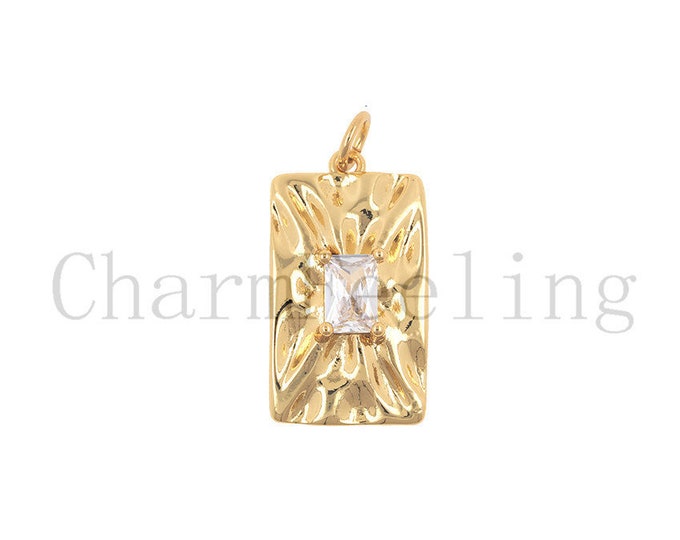 gold square necklace-square metal pendant-square knot bracelet 25*12.2*4.8mm  1pcs