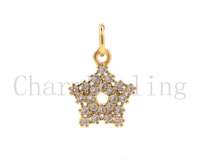 dainty star necklace-diamond star pendant-celestial bracelet 15.4*10.3*1.6mm  1pcs