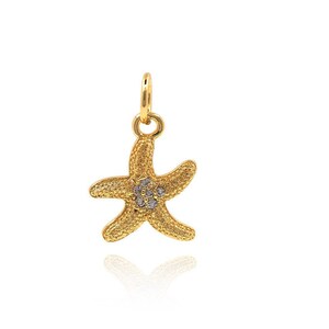 May include: A gold-tone starfish charm with clear crystal accents. The charm has a textured surface and is perfect for adding a touch of whimsy to jewellery.